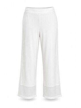 Chicos Travelers Size 1 White Wide Leg Pull On Mesh Lined Cropped Pants Stretch